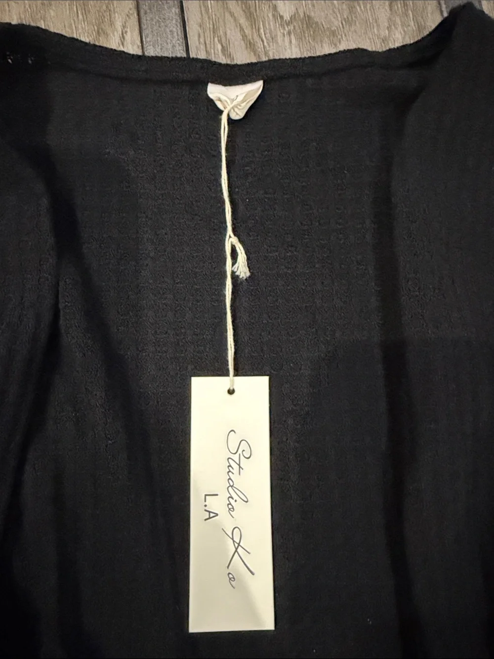 Black Long Sleeve Open Cardigan Dress by Studio Ka
